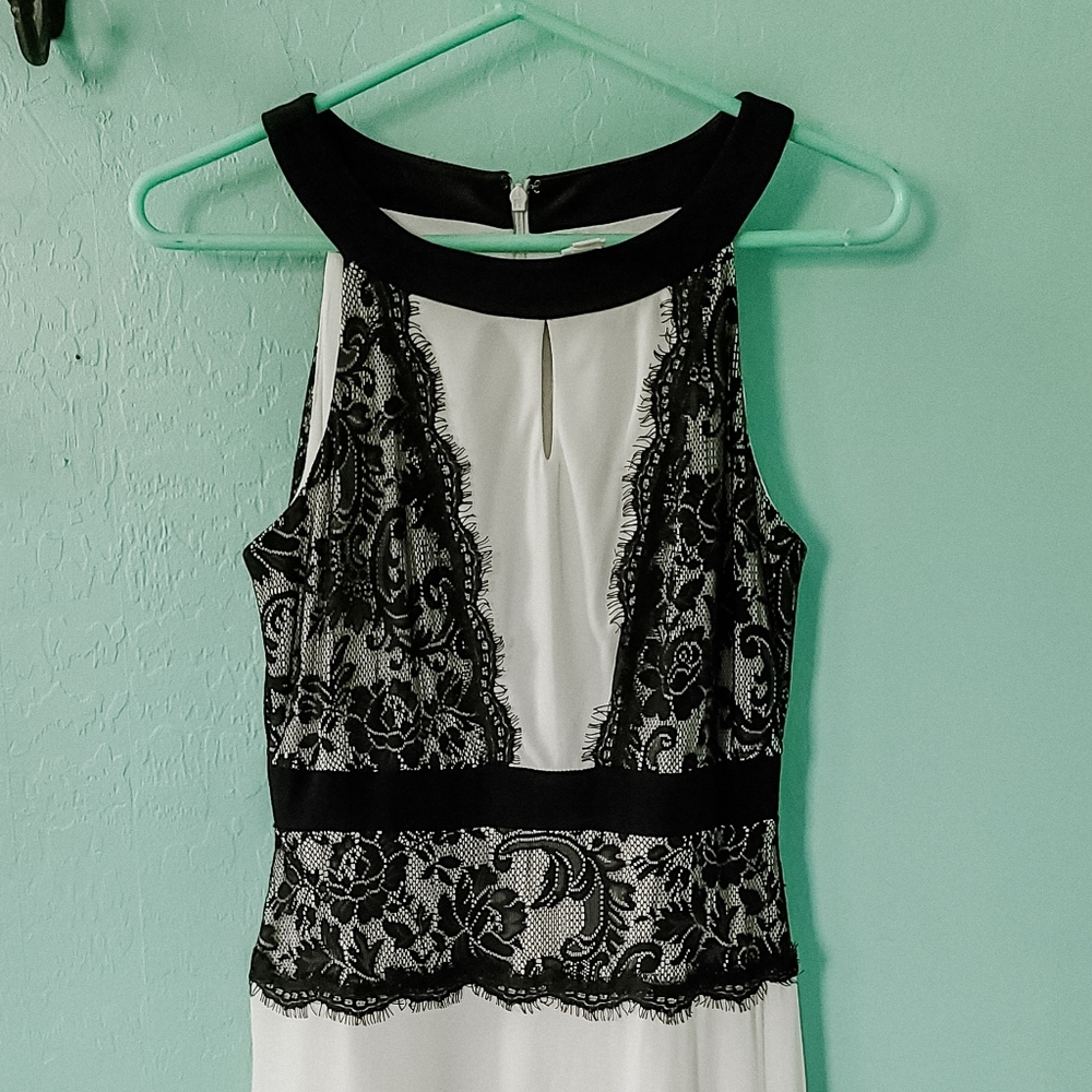 Formal black and white knee length dress